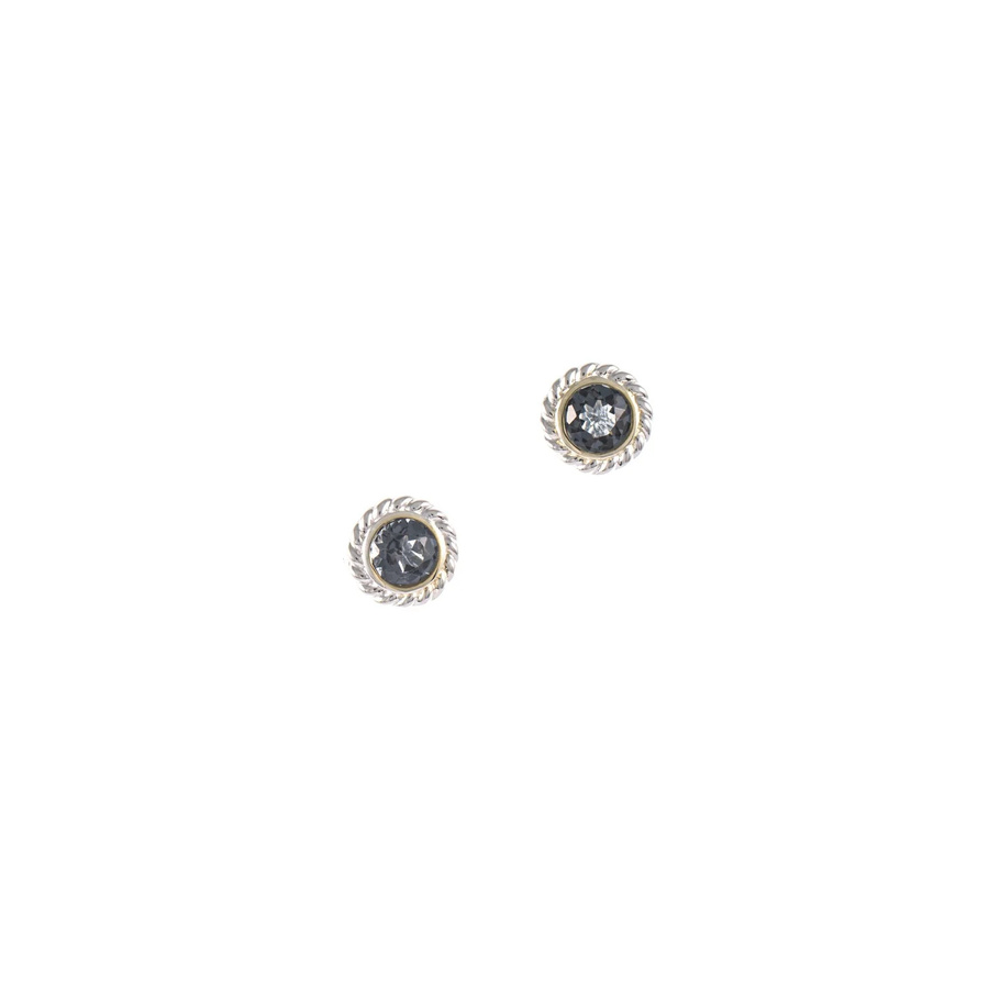 Ohrstecker 925 Silber, teilvergoldet, Zirkonia, anthrazit, Unisex - Bild 1