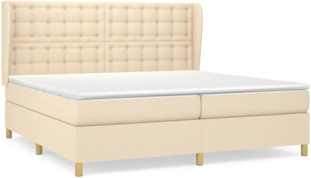 vidaXL Boxspringbett Hybrid mit Matratze und Kopfteil, Farbe Beige, B/T/H: 200 x 200 x 118 cm - Bild 1