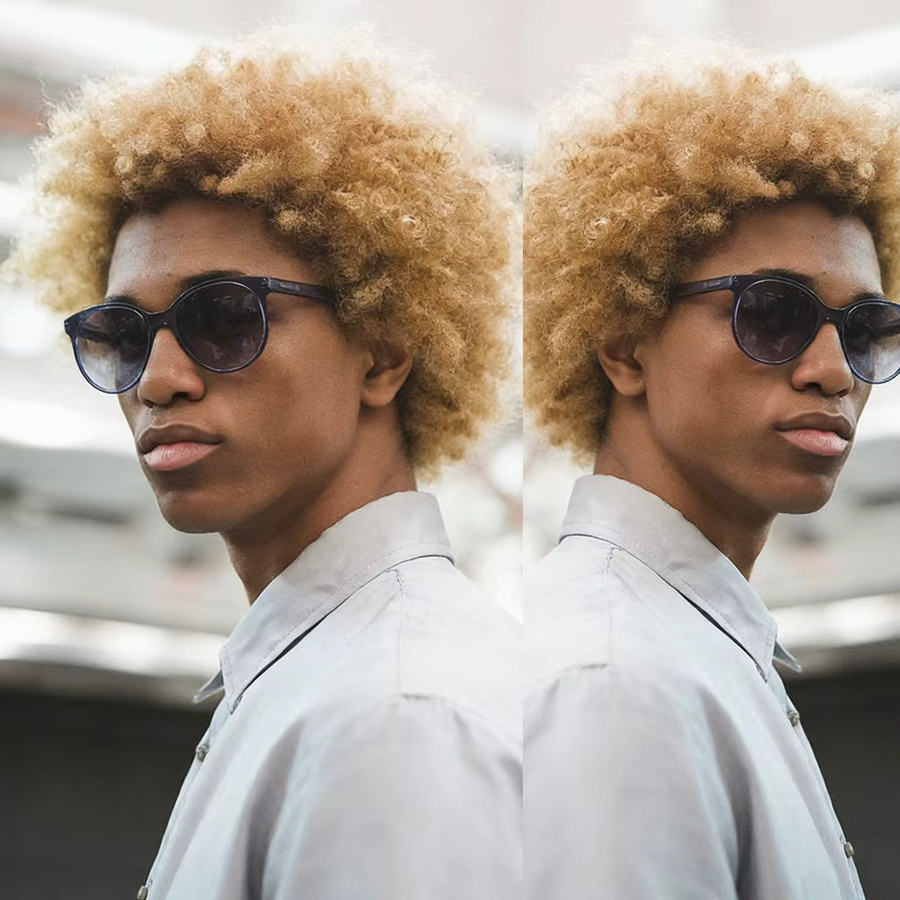 OYM HAIR Afro-Perücke, lockig, Remy-Echthaar, 15,2 cm, 180 % Dichte - Bild 4