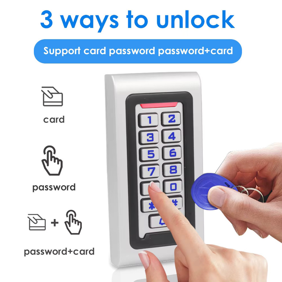 LUCKING DOOR RFID Standalone Türzugangskontrolle mit Tastatur und Hintergrundbeleuchtung, 13,56 MHz, IP65 wasserdicht, Farbe: Weiß - Bild 2
