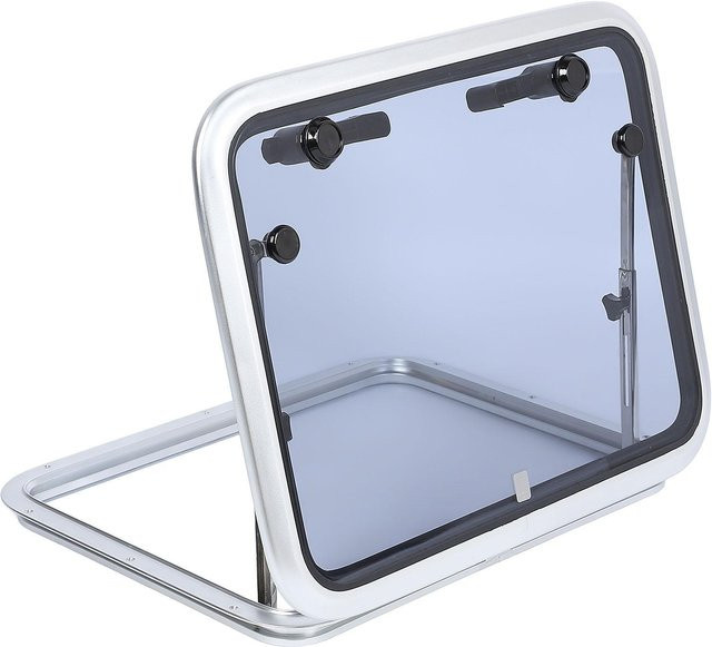 Awinner Boots Bullauge aus Aluminiumlegierung mit gehärtetem Glas in Rauchgrau, ausstellbar, B: 53,34 cm x H: 63,5 cm - Bild 1