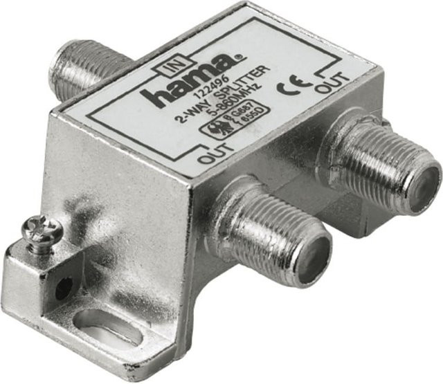 Hama Breitband-Kabelverteiler 2-fach in Silber - Bild 1