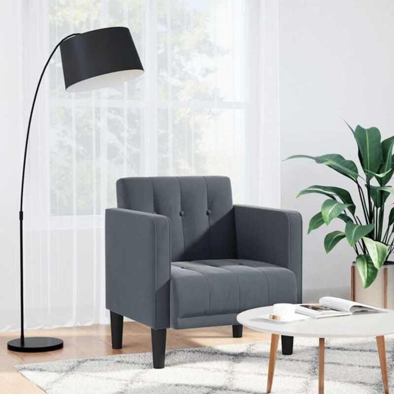 Sessel mit Armlehnen aus Samt von vidaXL in Anthrazit Grau, B/T/H: 74,5 x 70,5 x 67 cm - Bild 1
