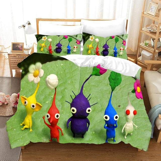 3D Pikmin Bettwäsche Set aus Mikrofaser mit Bettbezug und Kissenbezug, Mehrfarbig, Breite: 70 cm, Länge: 133 cm - Bild 1