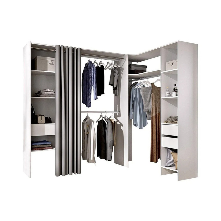Offener Kleiderschrank Gontran von Vente-unique in Weiß, Höhe: 205 cm, Breite: 164 cm, Tiefe: 141 cm - Bild 2