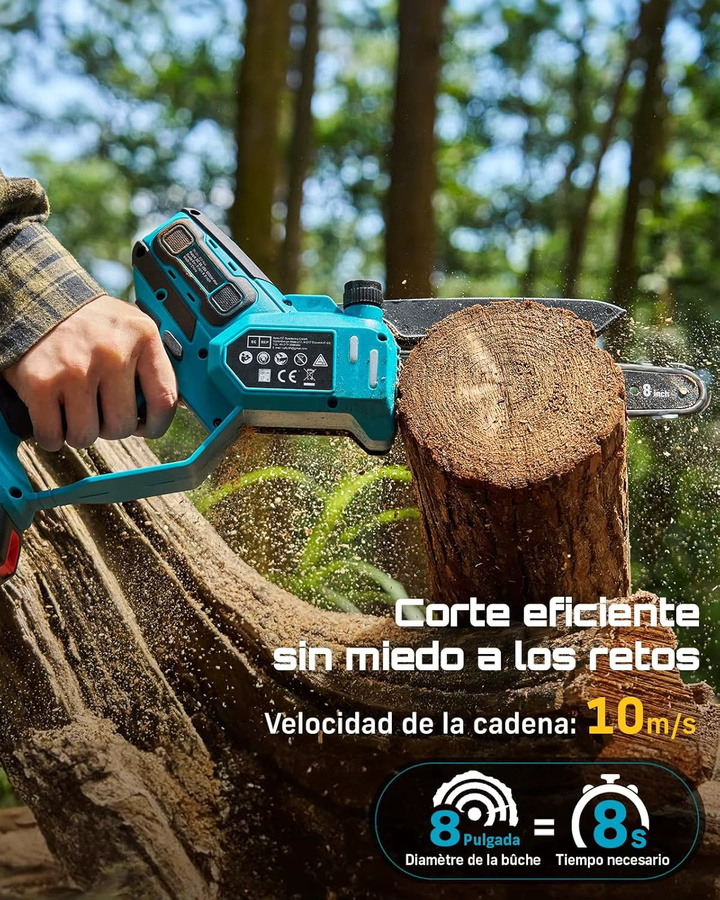 Seesii Bürstenlose Akku-Elektrosäge 1000W in Blau, kompatibel mit Makita 18V LXT Akku, für Gartenpflege und Holzbearbeitung (6 und 8 Zoll) - Bild 3