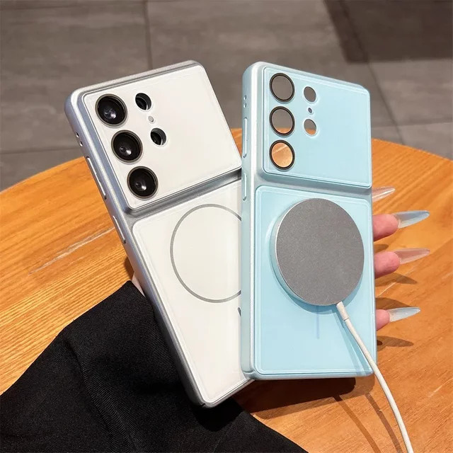 Luxuriöse magnetische Kristall-Handyhülle für Samsung Galaxy S26 S25 S24 FE S23 Ultra Plus in Weiß, stoßfeste Schutzhülle für Android Smartphones - Bild 1