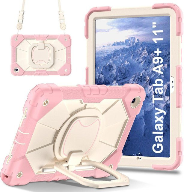 Kinder Tablet Hülle für Samsung Galaxy Tab A9 Plus 11 Zoll (SM-X210, SM-X215, SM-X216B, SM-X218U) mit Riemen in Rose Gold - Bild 1