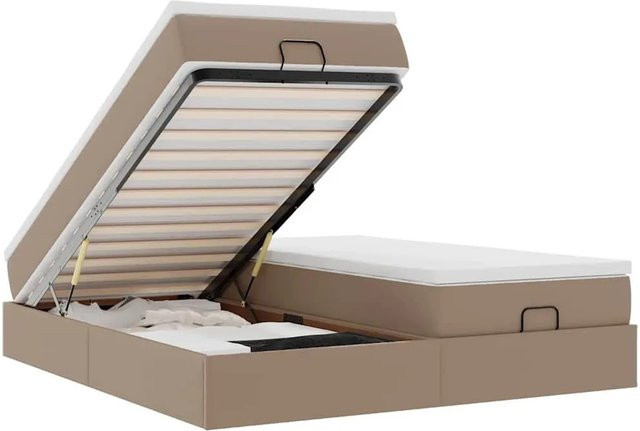 vidaXL Ottoman-Bett mit Matratze in Cappuccino, Kunstleder, B/T/H: 160 x 200 x 203 cm - Bild 1