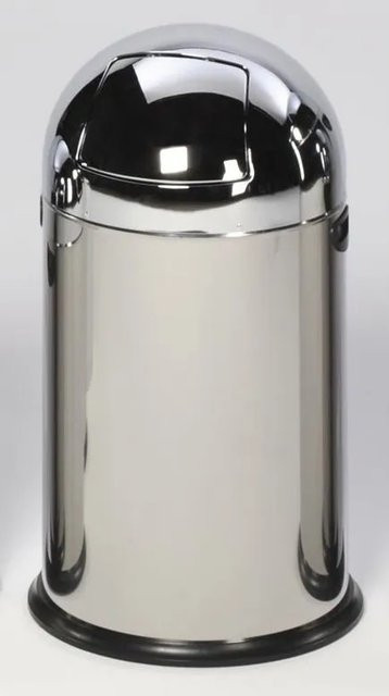PROREGAL Klassischer Abfallsammler mit Einwurfklappe und Inneneinsatz, Edelstahl, Silber, H x B x T: 73 x 46,5 x 46,5 cm - Bild 1