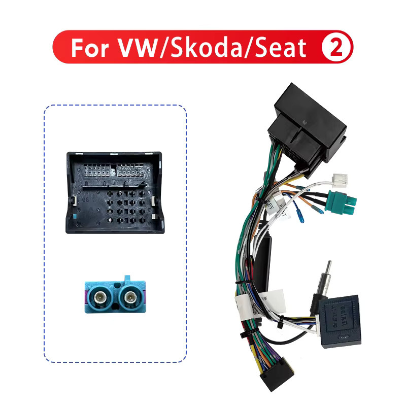Ainavi 16-poliger Glasfaser-Kabelbaum für VW Jetta 4, Passat B7 B8, Tiguan, T5 T6 und Golf MK6 GTI zur Verbindung von Android-Autoradios - Bild 2