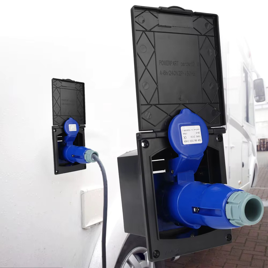 Wasserdichte Marine Steckdose mit Abdeckung für RV und Camper, bündiger externer Anschluss 220V-240V 16A - Bild 5