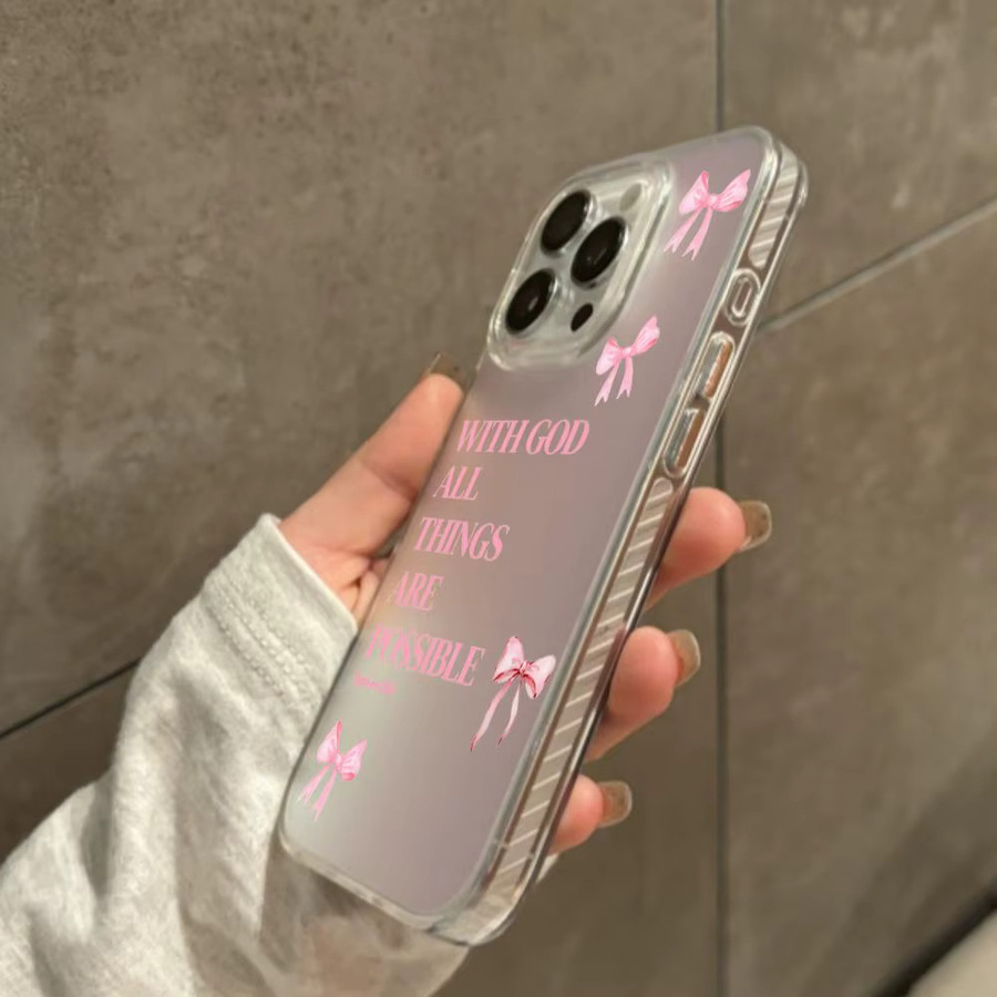Handyhülle mit rosa Schleifen-Slogan und Laser-Gradient für iPhone 11 bis iPhone 17 Pro Max in Pink - Bild 4