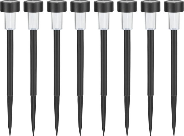 8er-Set Solar-LED-Gartenstecker in Schwarz für den Außenbereich mit Dämmerungssensor, Durchmesser: 5,5 cm, Höhe: 40 cm - Bild 1