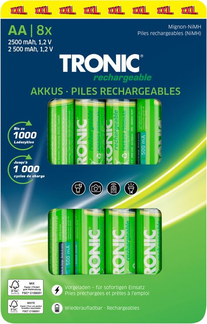 TRONIC Akku Ni-MH Ready 2 Use AA 8er Pack Grün - Bild 1