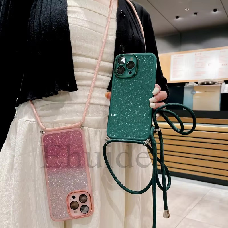EHUIDE Glitzer-Handyhülle mit Umhängeband und Linsenschutz für Xiaomi Mi 17T 14T 13T 15T Pro POCO X8 X7 X6 Redmi 15 15A in Weiß und Transparent - Bild 3