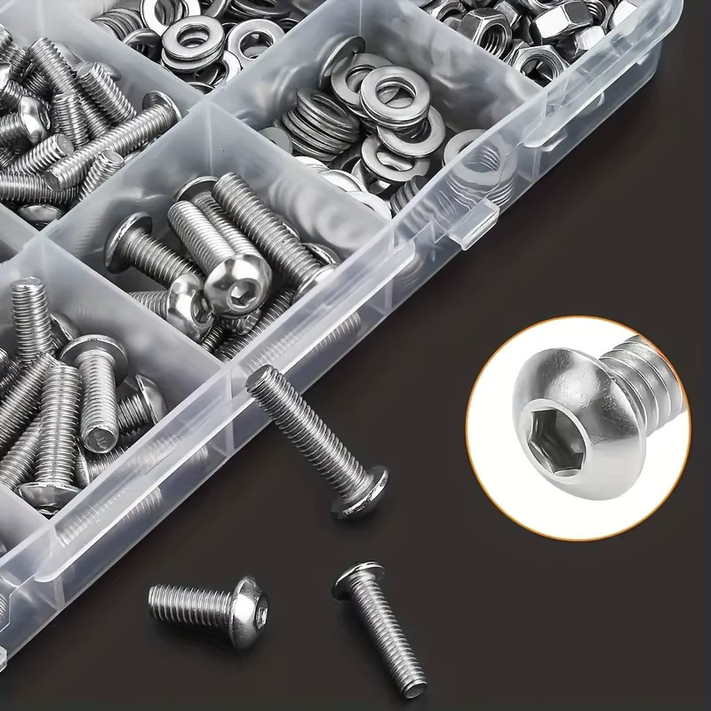 Zimir 600-teiliges Edelstahl-Hardware-Set in Silber mit M2, M3, M4, M5 Schrauben, Bolzen, Muttern und Unterlegscheiben - Bild 3