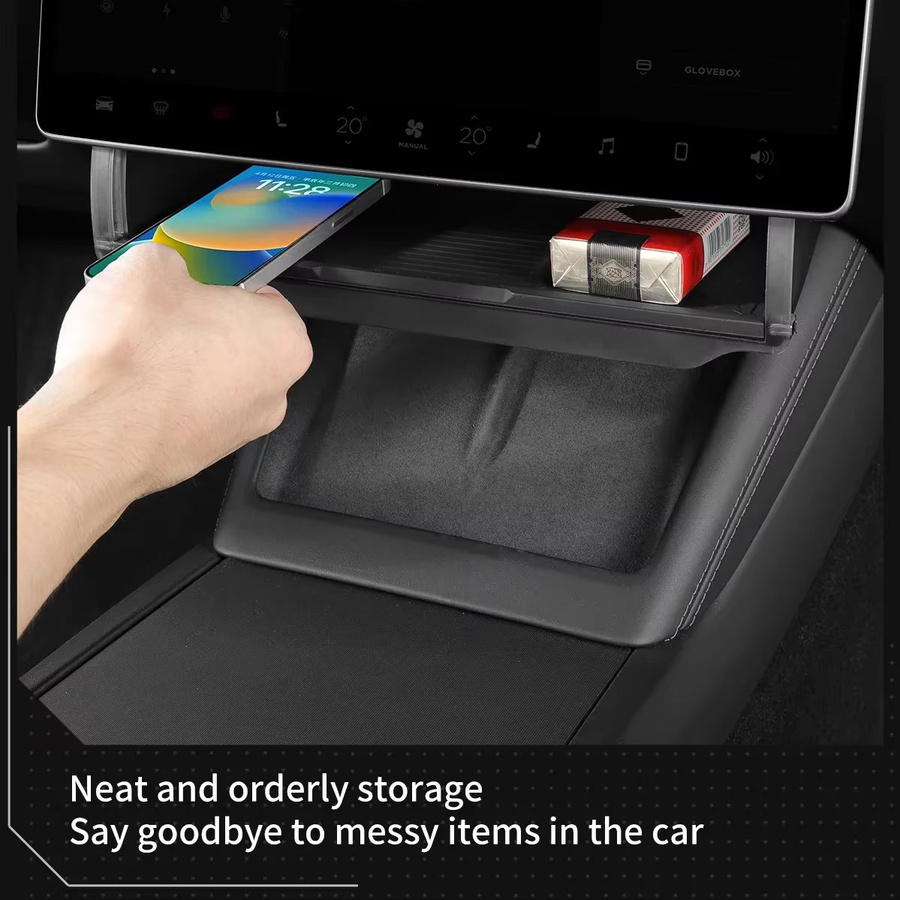 Beworth Unter-Screen Organizer Box für Tesla Modell 3 Highland 2024 in Schwarz - Bild 3