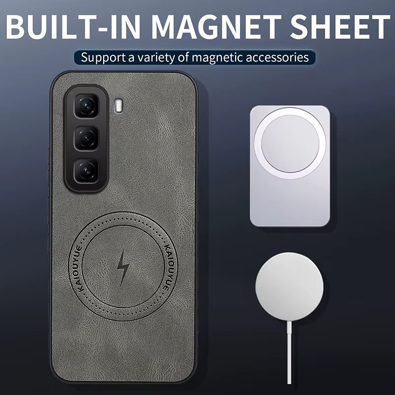 Luxus Leder Schutzhülle mit Magnetischer MagSafe Funktion für Infinix Note 60 Pro Plus und Note 60i in Blau - Bild 2