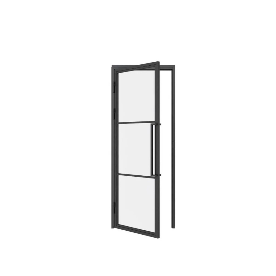 inova Loft Glastür Komplettset mit Zarge und Beschlag, Klarglas in Schwarz, DIN Links, B: 83,0 cm, H: 204,0 cm - Bild 2