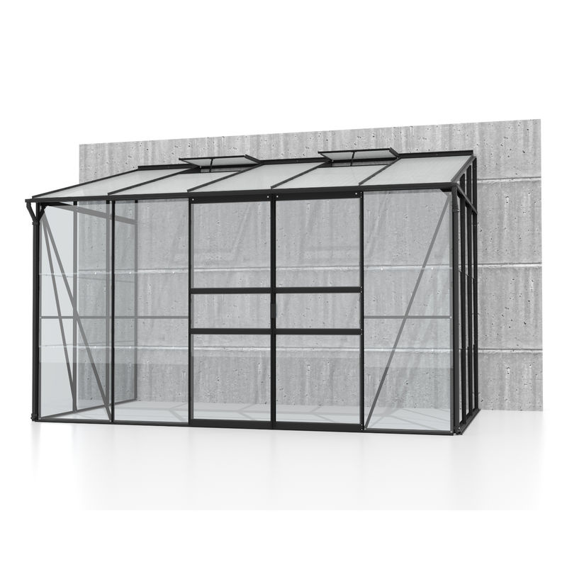 Vitavia Anlehn-Gewächshaus Ida 6500 Schwarz mit 6,5 m² Pultdach, Aluminiumrahmen und Polycarbonat-Verglasung - Bild 3