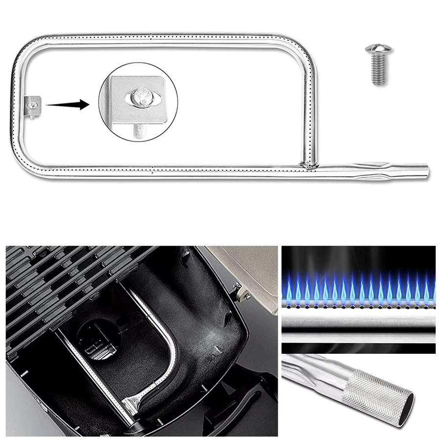 Weber Ersatz Grillbrennerrohr aus 304 Edelstahl für Q100 Q120 Q1000 Q1200 BabyQ, 17 Zoll, Silber - Bild 3