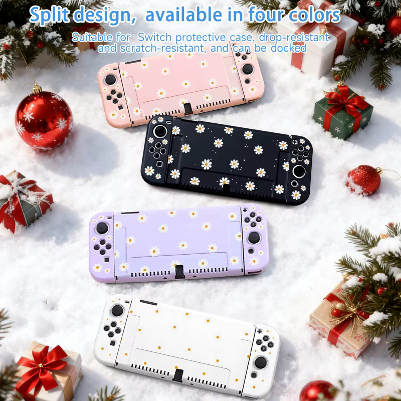 Silikon-Schutzhülle im Weihnachtsdesign für Nintendo Switch und Switch OLED Joy-Con in Schwarz - Bild 1