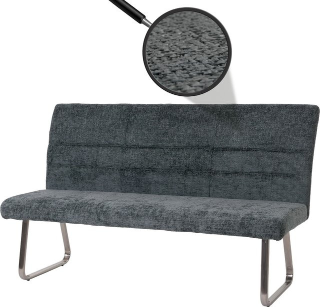 MCW Sitzbank G55 Esszimmerbank aus Chenille mit gebürstetem Edelstahl in Blau-Grün, Breite: 180 cm - Bild 1