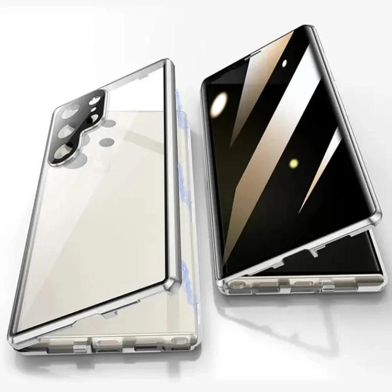 FUCHU Magnetische Schutzhülle mit Sichtschutzglas für Samsung Galaxy S26 Ultra S25 S24 FE S23 S22 S21 Plus A17 A57 A37 A55 A56 in Blau - Bild 1
