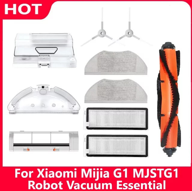 QIXIAO Ersatzteil-Set für Xiaomi Mijia G1 MJSTG1 Roboterstaubsauger mit Rollbürste, Seitenbürste, HEPA-Filter, Mopp-Tuch, Wassertank und Staubbox aus Kunststoff - Bild 1