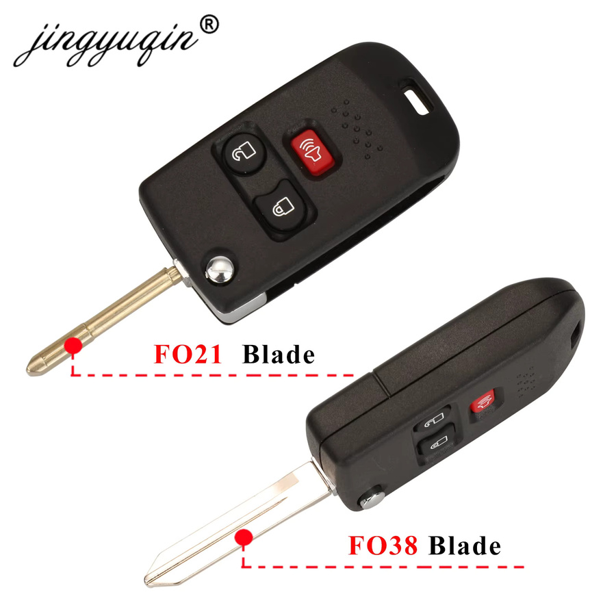 Jingyuqin Modifiziertes Flip-Fernbedienung Autoschlüsselgehäuse für Ford Edge Explorer Escape Expedition Focus und Lincoln Mercury Navigator in Schwarz - Bild 2