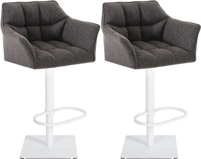 DELUKE 2er Set Barhocker SIHAR in Titangrau und Weiß, höhenverstellbare Tresenhocker mit Lehne und 360 Grad Drehsitz, B/T/H: 64 x 45 x 88 cm - Bild 1