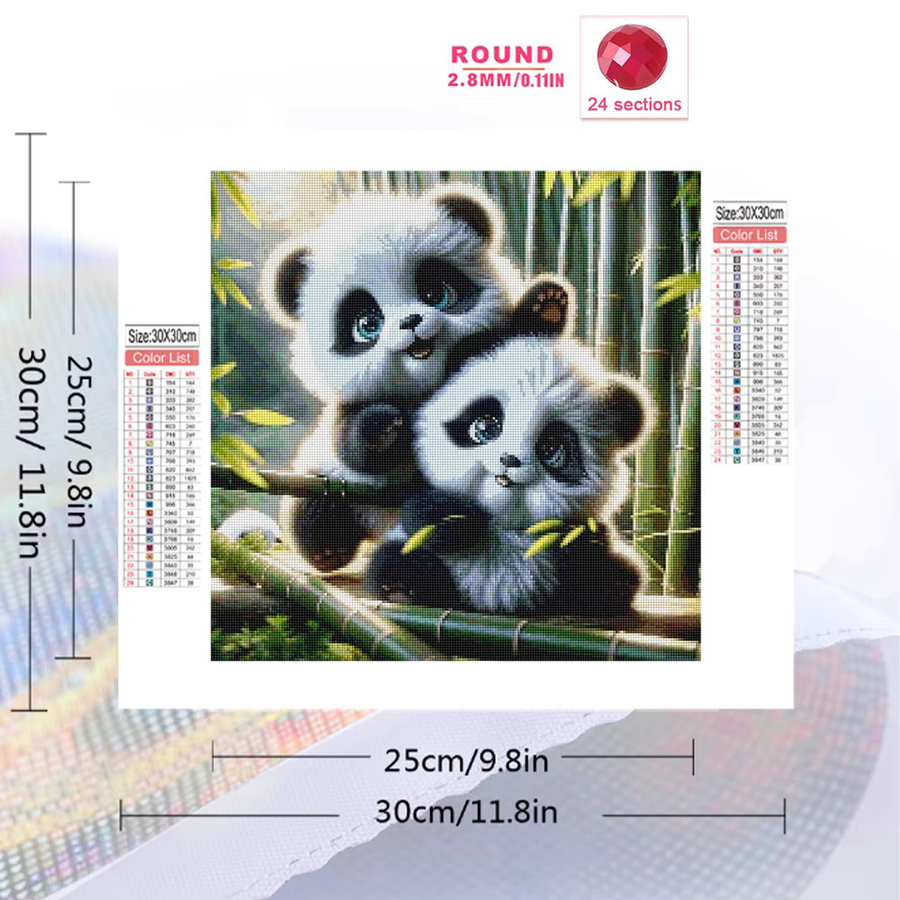 Momoart Panda Tier, Diamant-Mosaik Bastelset, Malerei Bild, Bunt / Mehrfarbig - Bild 2