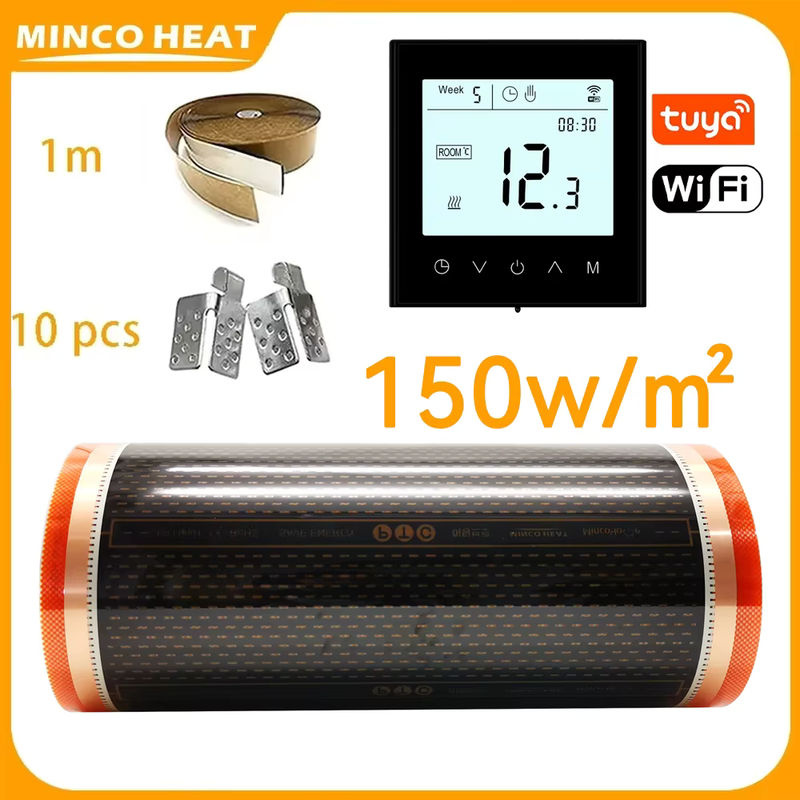MINCO HEAT Infrarot-Graphen-PTC-Heizfolie mit Thermostat-Installationsset, 150 W/m², Fläche: 5 m², Breite: 50 cm - Bild 4