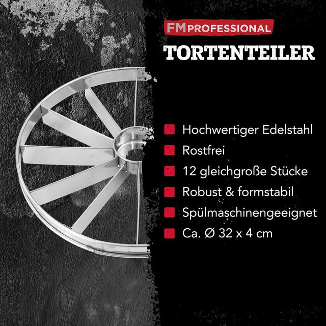 FMprofessional Profi-Tortenteiler aus Edelstahl in Silber, Durchmesser: 32 cm - Bild 1