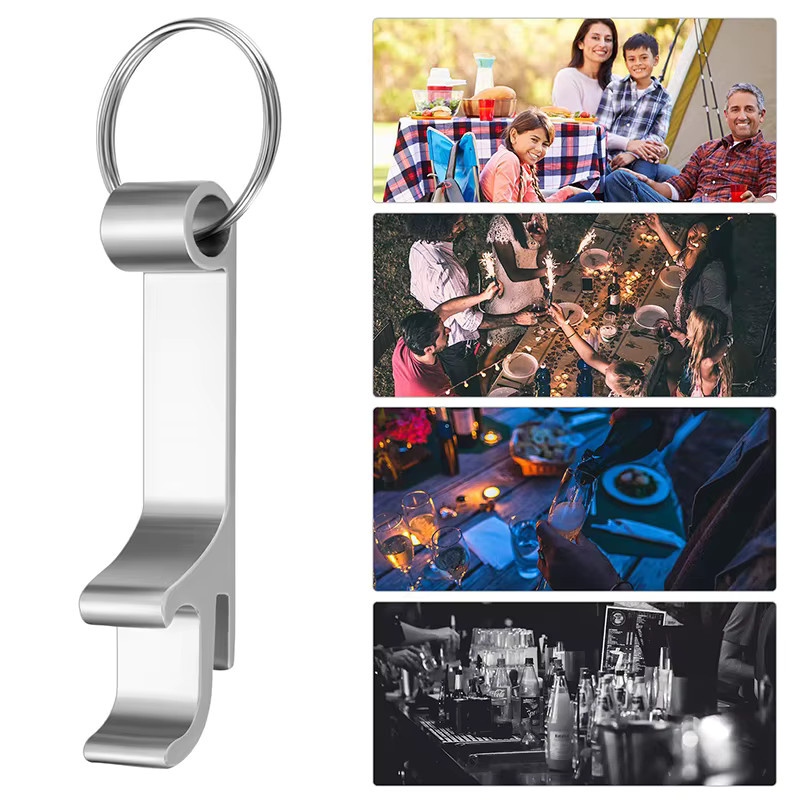 25 Stück Flaschenöffner Schlüsselanhänger aus Metall in Silber für Wein, Bier und Getränke - Bild 4