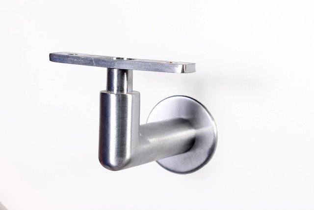 Handlaufkonsole dieda in L-Form aus Messing, matt Chrom, 2er Set, Durchmesser: 52 mm - Bild 1