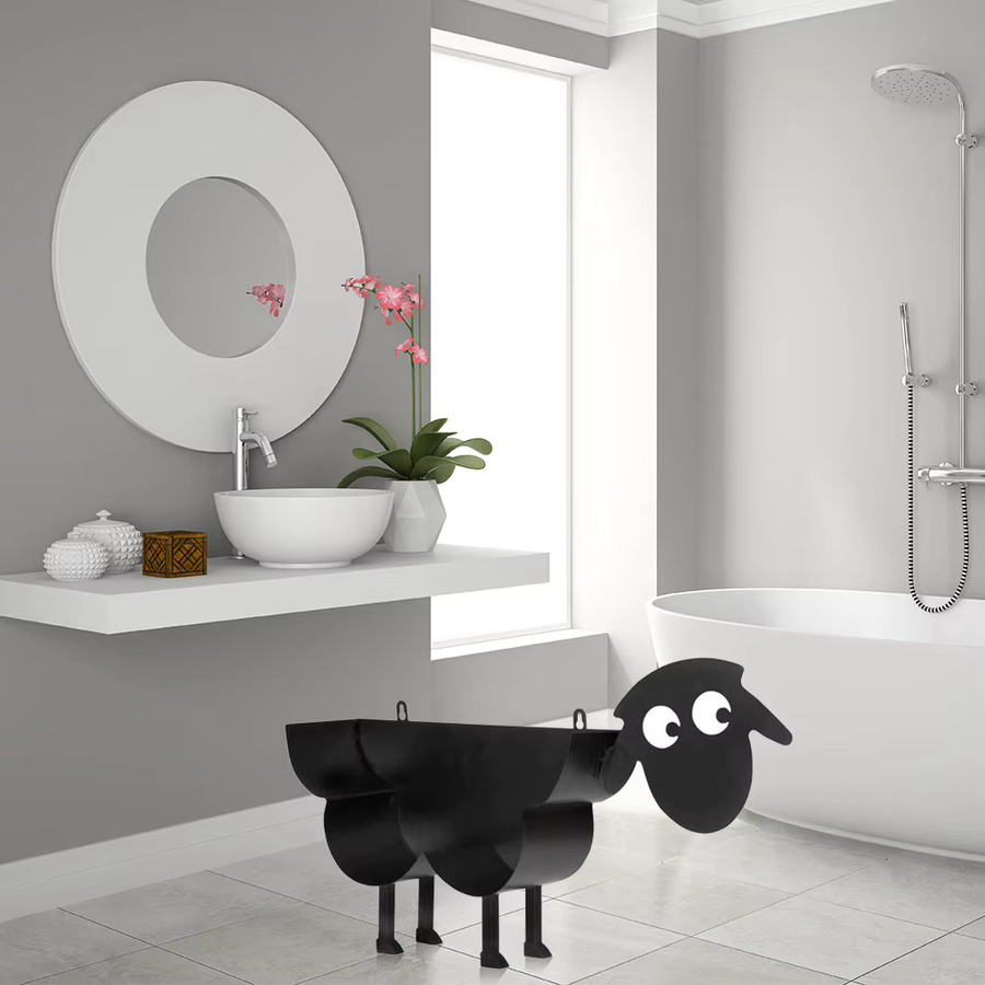Freistehender Toilettenpapierhalter aus Metall von ALLOYSEED in Schwarz mit Tierformen Hund oder Schaf - Bild 4