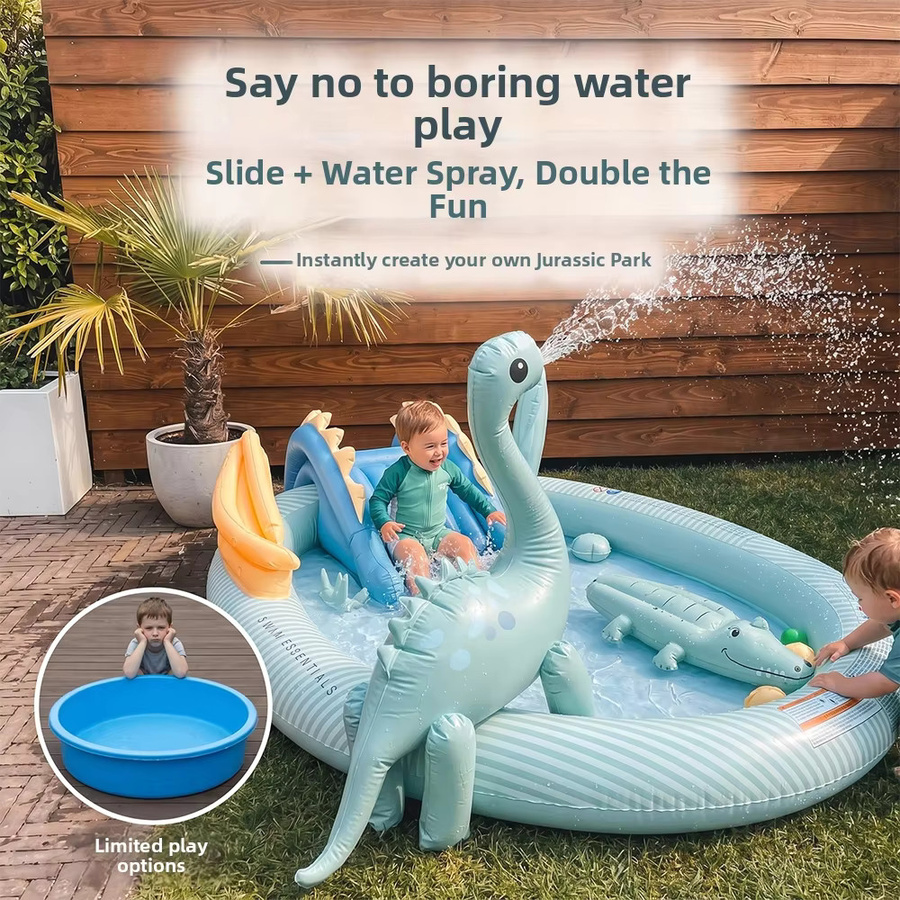 Wonflex Aufblasbares Dinosaurier-Spielcenter, mit Rutsche und Sprinkler, Outdoor-Wasserpark - Bild 3