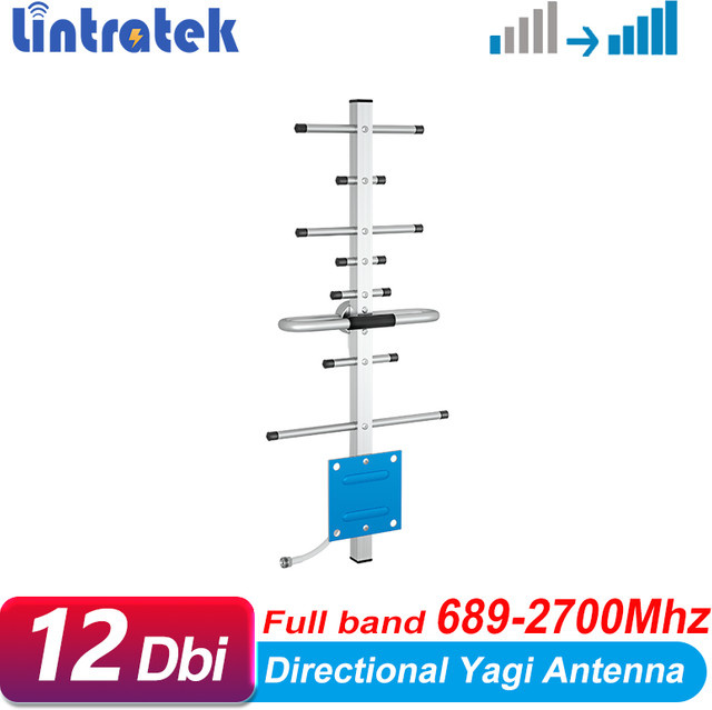 lintratek Yagi-Außenantenne 12 dBi 698–2700 MHz für GSM 2G, 3G, 4G LTE Signalverstärker in Silber - Bild 1