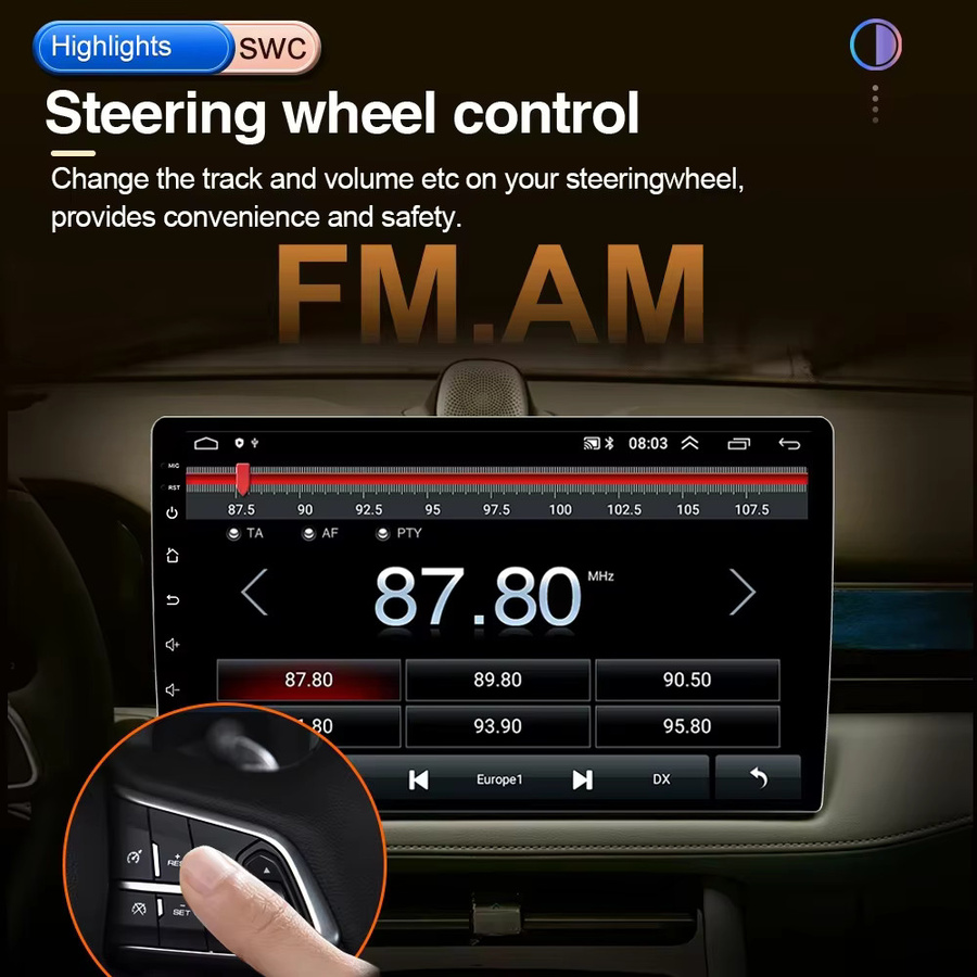 Android 15 Autoradio mit CarPlay und Android Auto, 9 Zoll QLED-Bildschirm, GPS, WiFi und Bluetooth, 2 DIN Universal Multimedia-Player, Schwarz - Bild 3