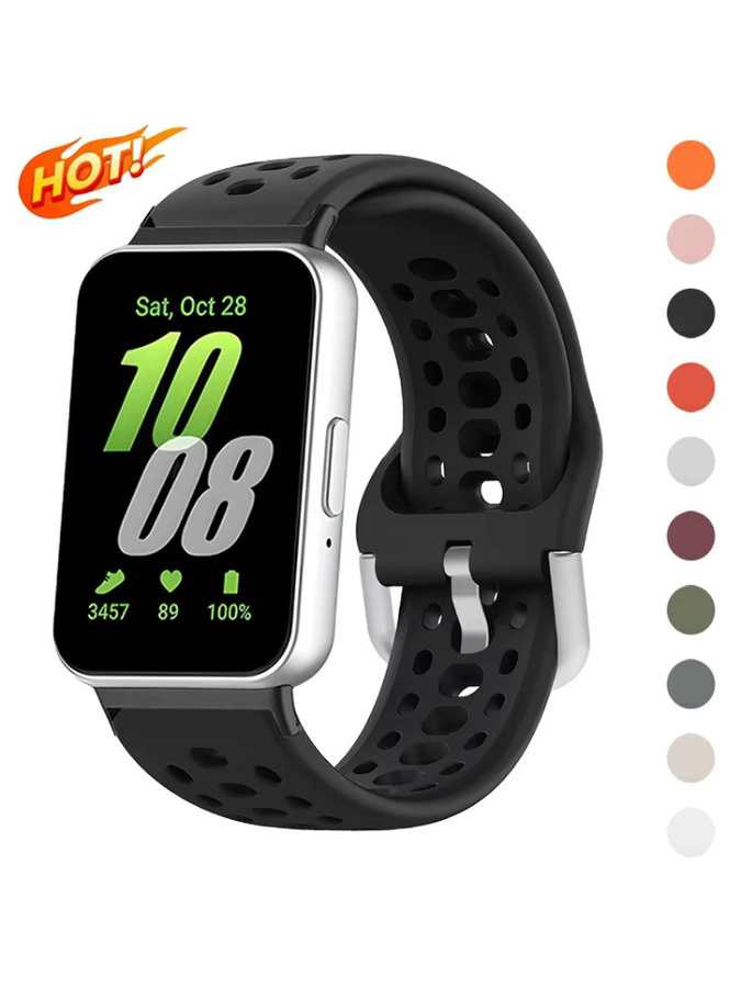 CAOWTAN Uhrenarmband Silikon, Schwarz, Unisex, Samsung Galaxy Watch Fit 3 - Bild 4