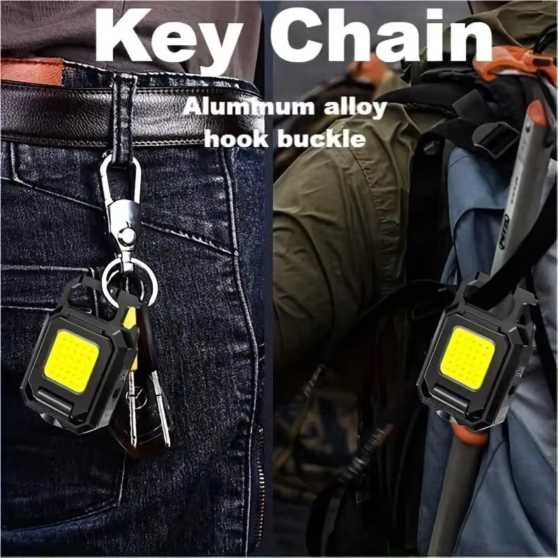 KDULIT LED Mini Schlüsselanhänger Licht mit XPE und COB, USB wiederaufladbare Taschenlampe in Schwarz für Outdoor, Camping und Notfälle - Bild 5
