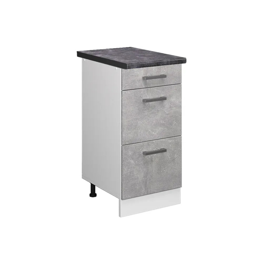 Vicco Küchenunterschrank R-Line in Beton/Weiß mit Schubladen, Breite: 40 cm, Tiefe: 60 cm, Höhe: 81,6 cm - Bild 2