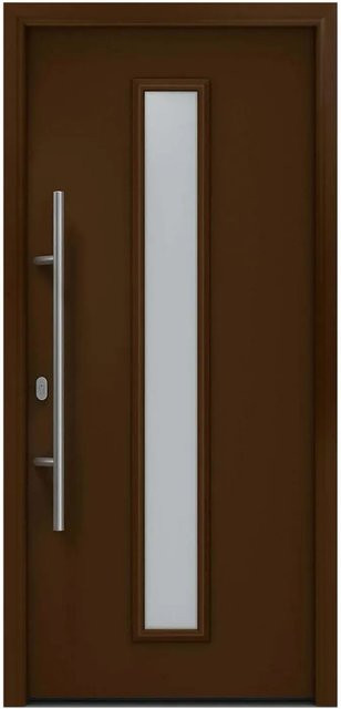 EcoStar Haustür Isopro IP 020S mit Glaseinsatz in Terrabraun, B: 110 cm, H: 210 cm, DIN Links - Bild 1