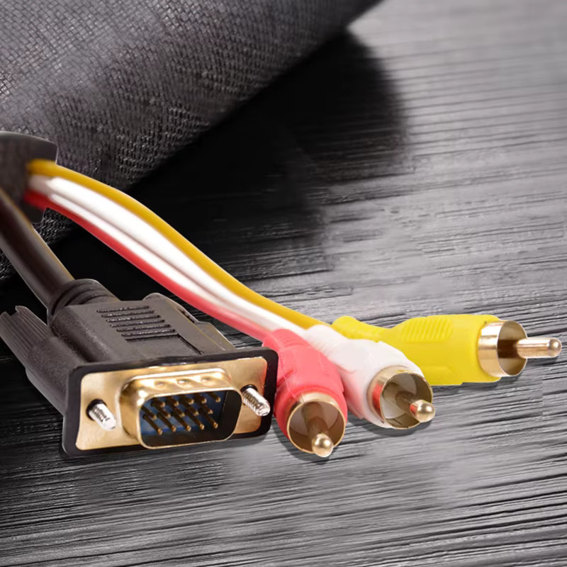 OULLX VGA-zu-3RCA-Konverterkabel in Gold, 1,5 m Länge mit magnetischem Ring für TV, Computer und PC - Bild 3