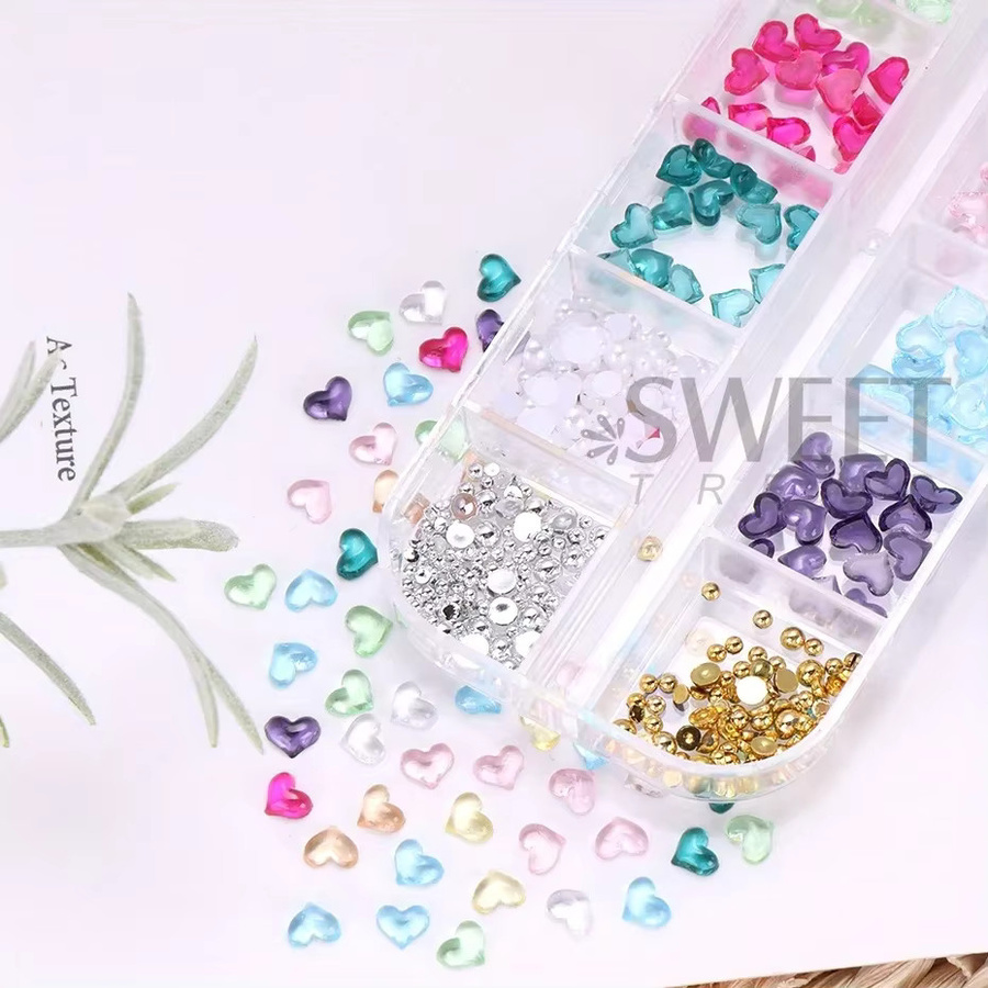 Nail Art Charms Herzform, Transparent, 12 Stück - Bild 3