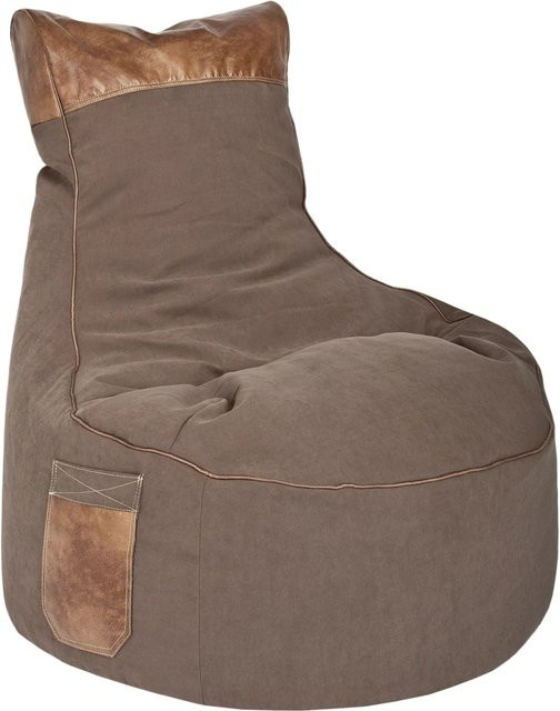 Sitzsack JAMIE Swing von Sitting Point in Braun mit Canvasoptik und Lederimitat, B: 65 cm, T: 90 cm, H: 95 cm - Bild 1