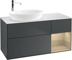 V&B Waschtischunterschrank Finion mit Wandbeleuchtung und offenen Regalfächern, lackiert, Breite: 120 cm, Tiefe: 50,1 cm, Höhe: 60,3 cm - Bild 1