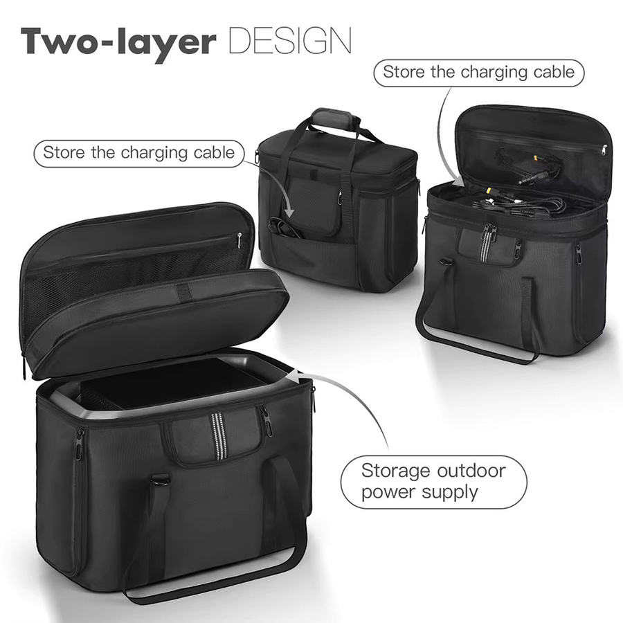 Ecoflow Delta 3 Plus Tragetasche in Schwarz, wasserdichte Aufbewahrungstasche mit Schultergurt und Griff - Bild 5
